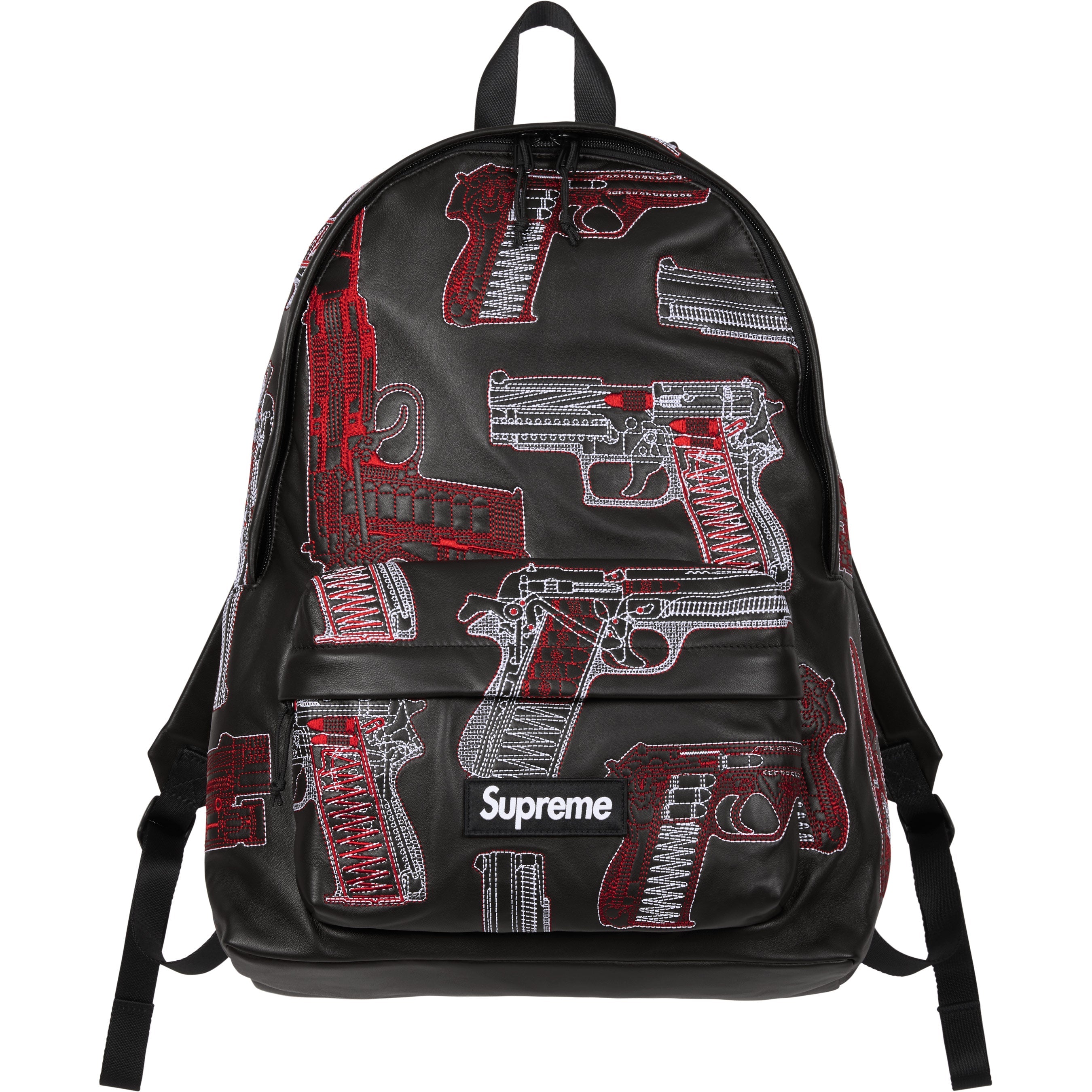 Guns Embroidered Leather Backpack view 5